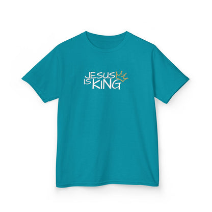 Jesus is King Kids Tee, Heavy Cotton T-Shirt, Christian Kids Apparel, Religious Gift for Children, Faith-Based Fashion