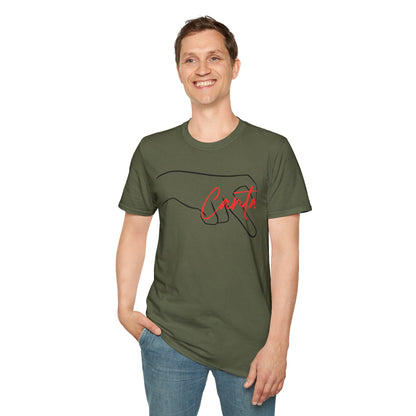Minimalist Unisex Softstyle T-Shirt with Hand Design