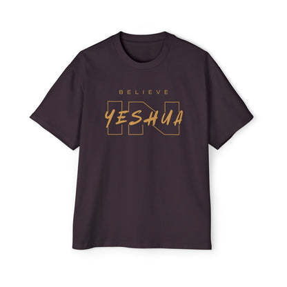 Men's Heavy Oversized Tee - Believe Yeshua Graphic Shirt