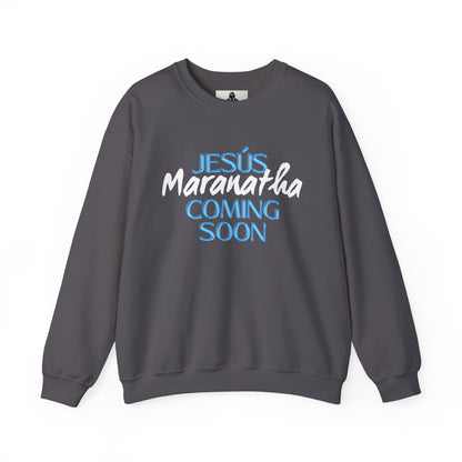 Unisex Heavy Blend™ Crewneck Sweatshirt - "JESÚS Maranatha COMING SOON" - Faith-Based Christian Apparel