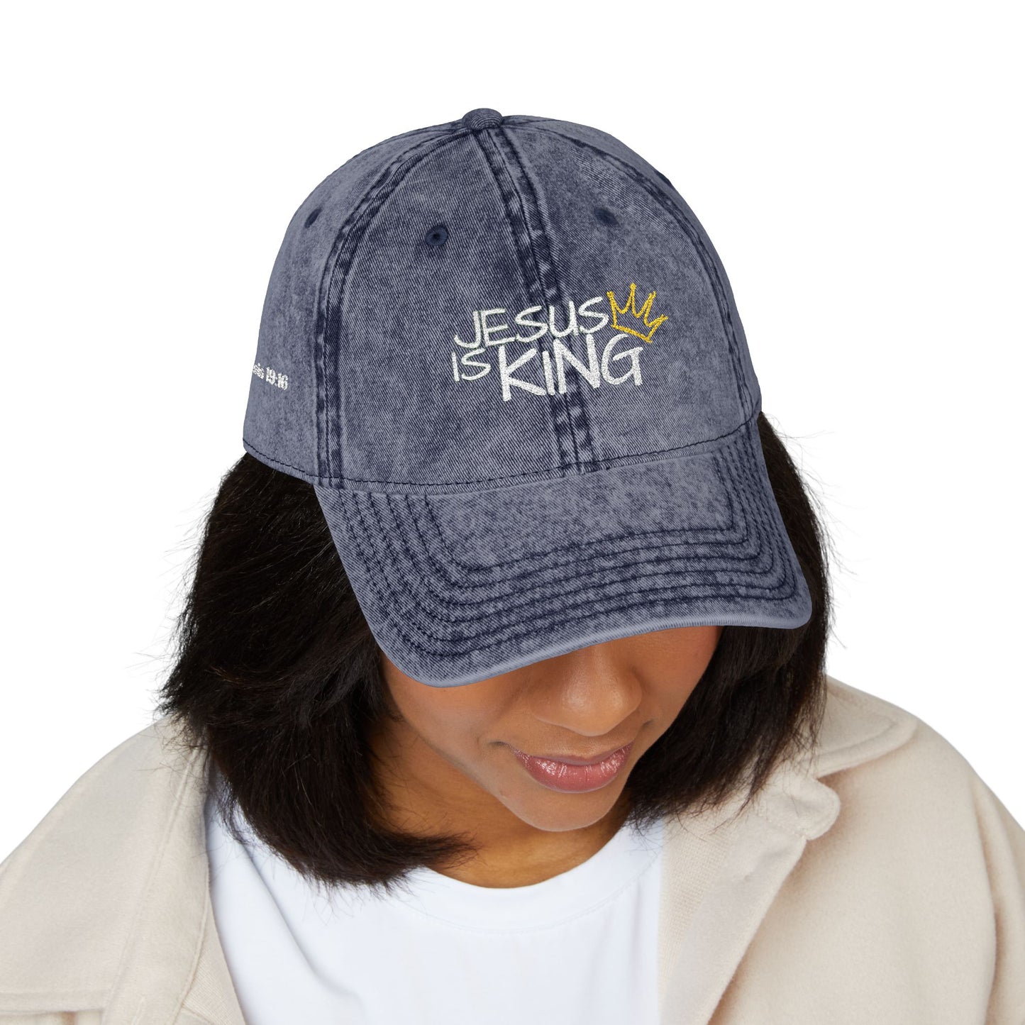 Vintage Embroidered Cap - Jesus is King, Christian Hat, Faith Merchandise, Religious Gift, Casual Wear, Inspirational Accessory