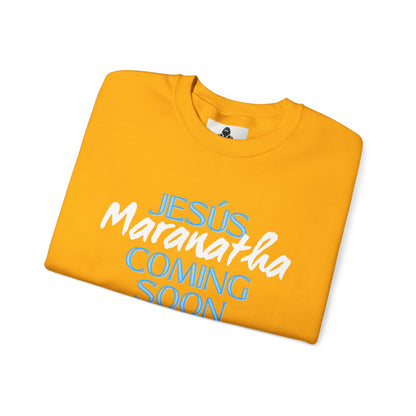Unisex Heavy Blend™ Crewneck Sweatshirt - "JESÚS Maranatha COMING SOON" - Faith-Based Christian Apparel