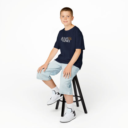 Jesus is King Kids Tee, Heavy Cotton T-Shirt, Christian Kids Apparel, Religious Gift for Children, Faith-Based Fashion