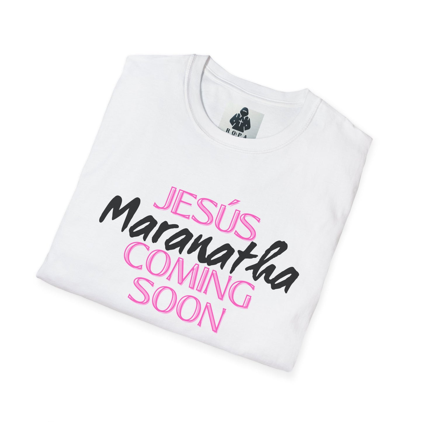 Pink lt of Unisex Softstyle T-Shirt - 'Jesús Maranatha Coming Soon' Spiritual Tee