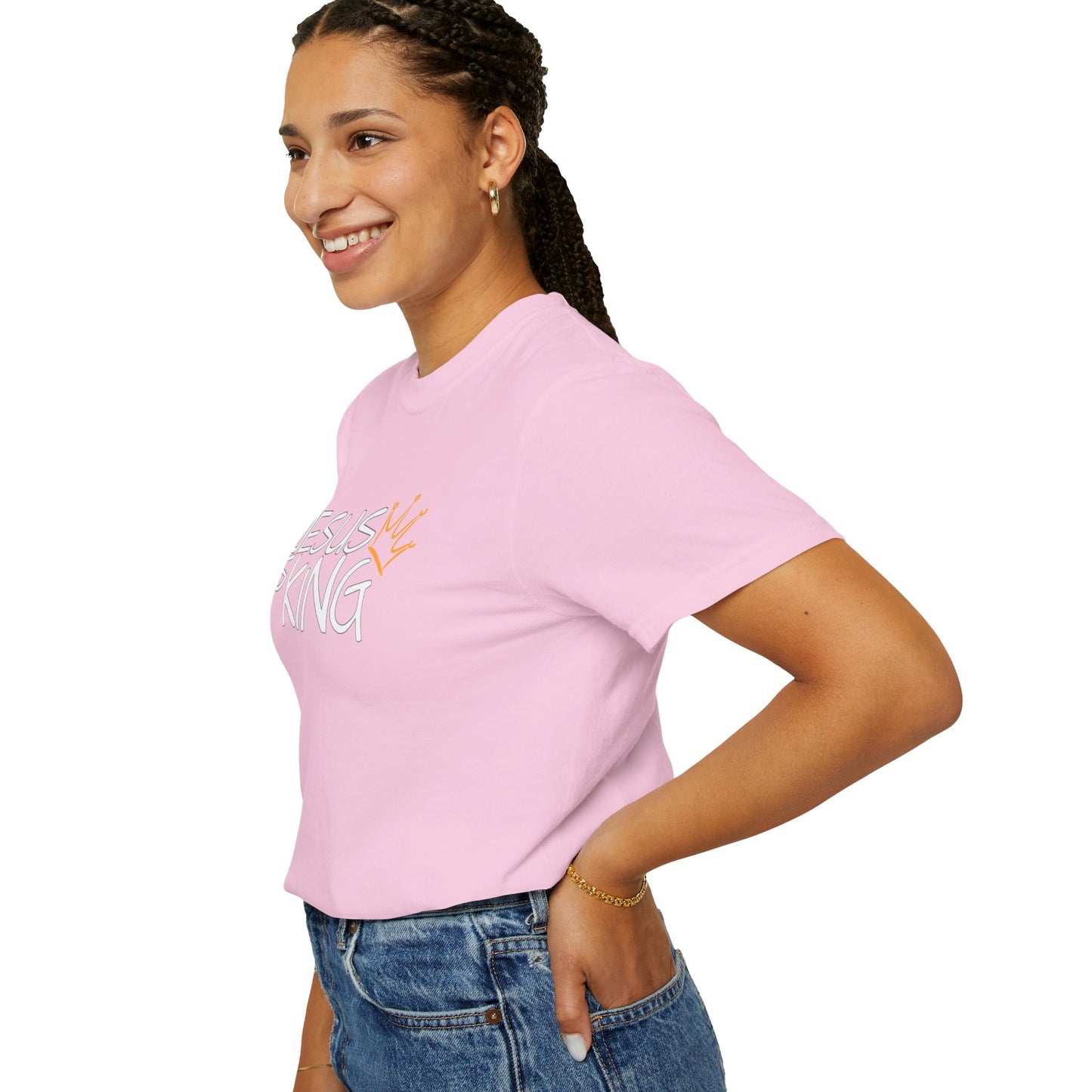 Unisex Garment-Dyed T-Shirt with 'Jesus is King' Print, Faith-Based Apparel, Christian Gift, Casual Wear, Church Event, Spiritual Expression