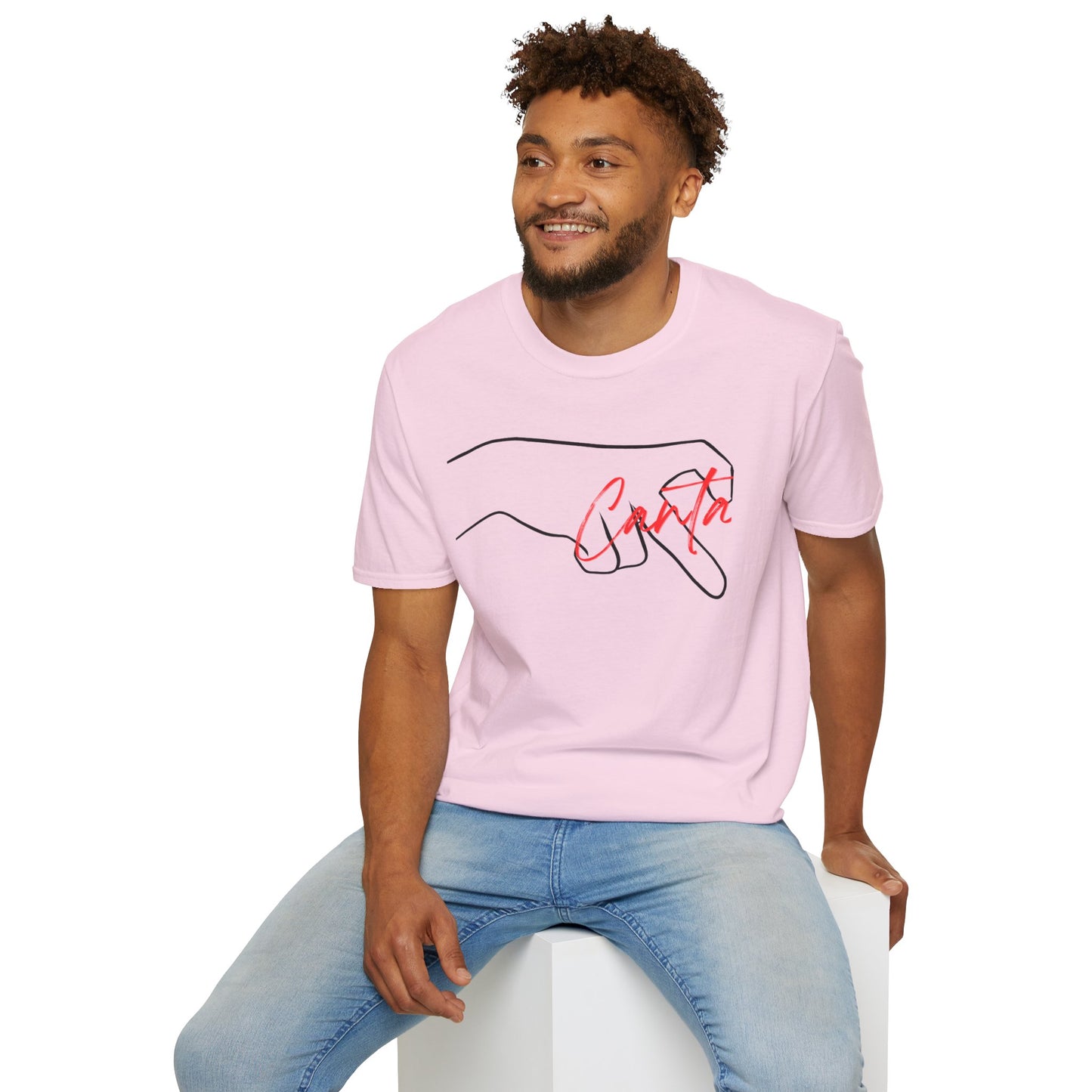 Minimalist Unisex Softstyle T-Shirt with Hand Design