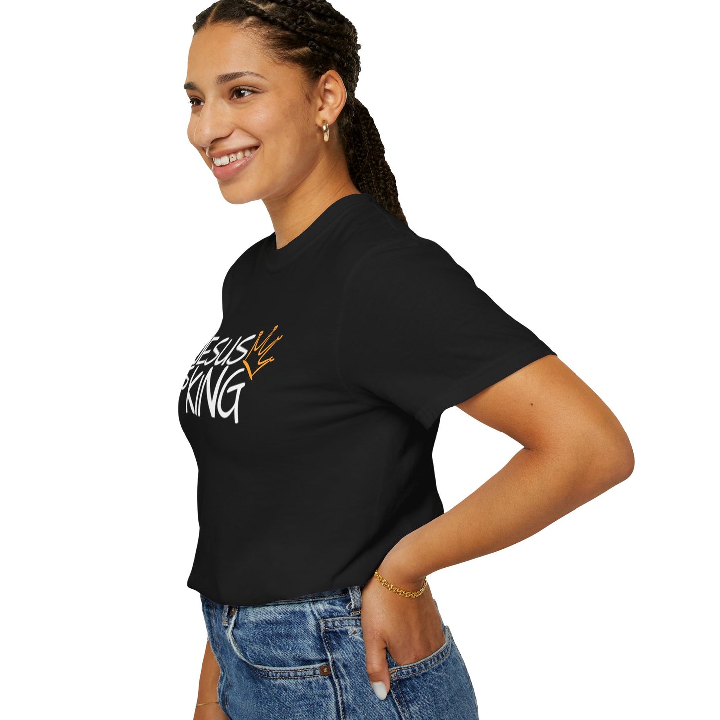 Unisex Garment-Dyed T-Shirt with 'Jesus is King' Print, Faith-Based Apparel, Christian Gift, Casual Wear, Church Event, Spiritual Expression