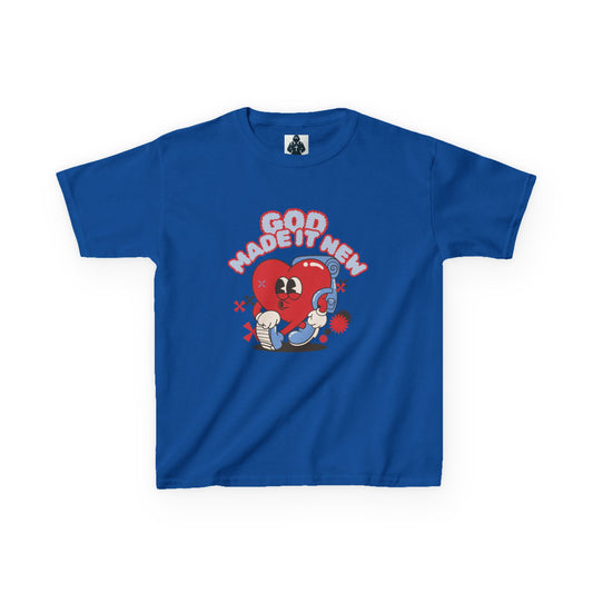 Kids Heavy Cotton™ Tee - 'God Made But New' Fun Graphic Shirt for Boys and Girls