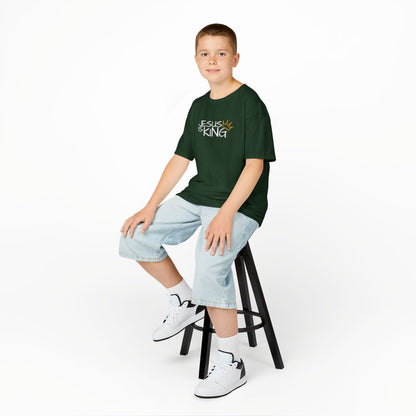 Jesus is King Kids Tee, Heavy Cotton T-Shirt, Christian Kids Apparel, Religious Gift for Children, Faith-Based Fashion