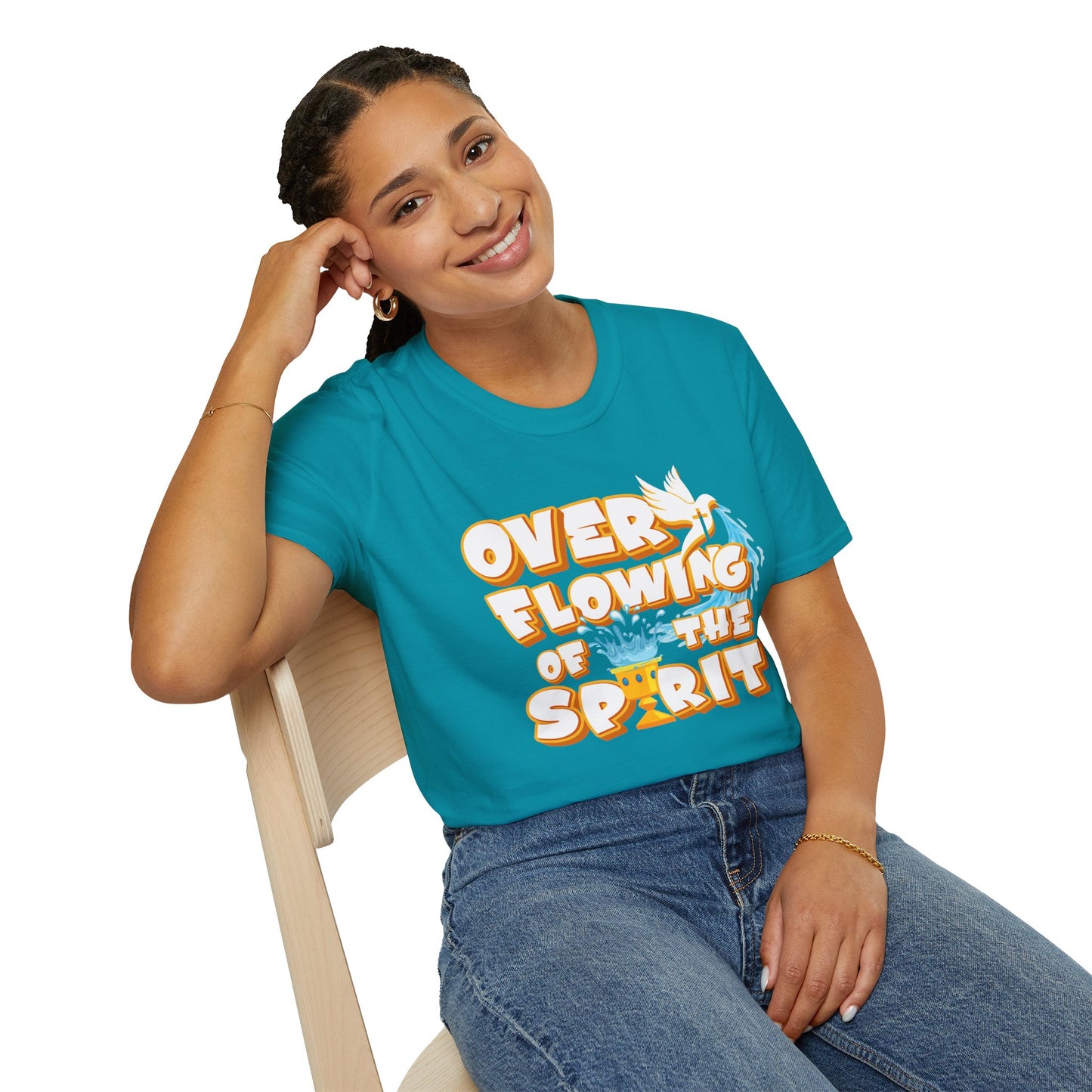 Overflowing of the Spirit Unisex Softstyle T-Shirt - Inspirational Graphic Tee for Everyday Wear