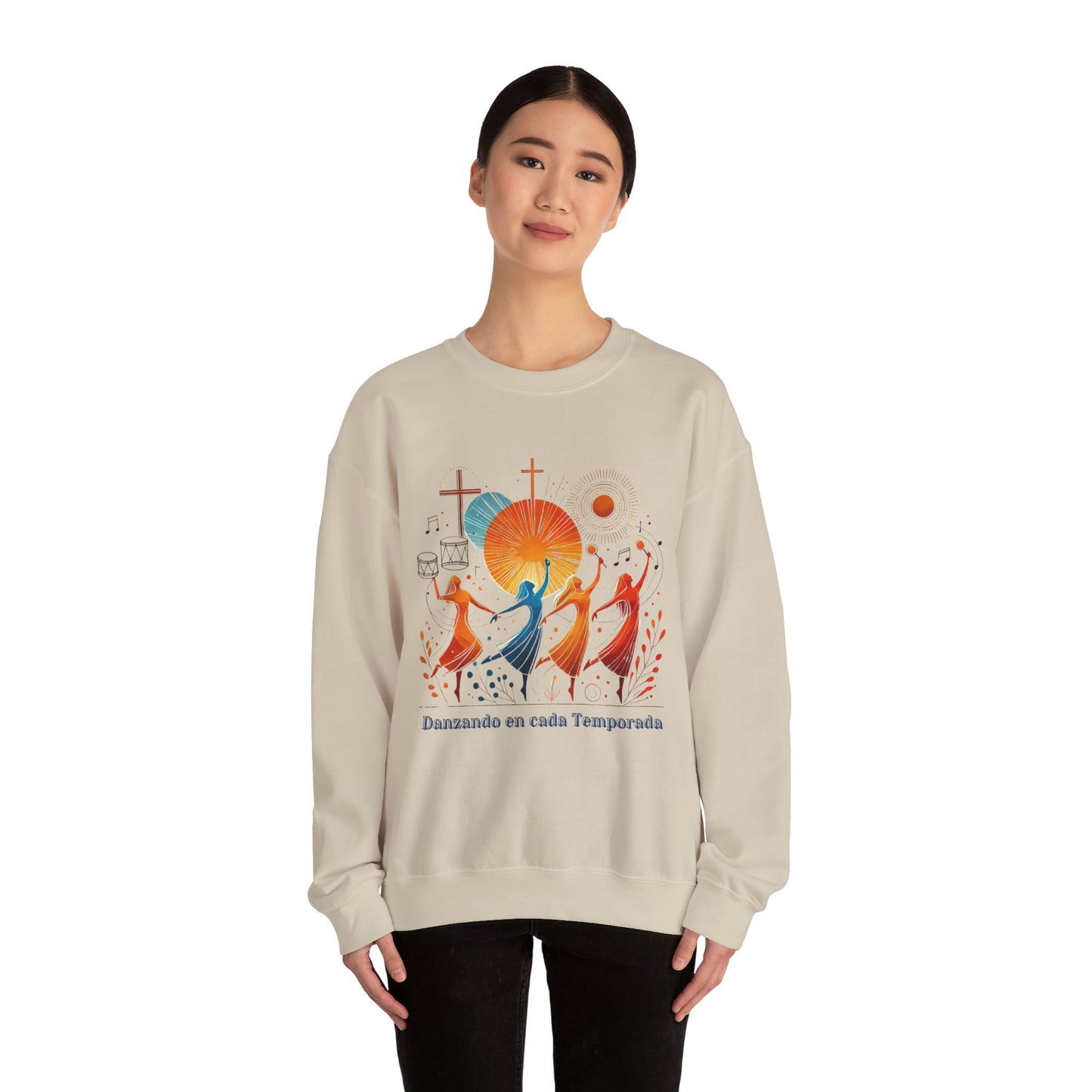 Danzando en cada Temporada Sweatshirt | Unisex Heavy Blend Crewneck with Colorful Dance Design