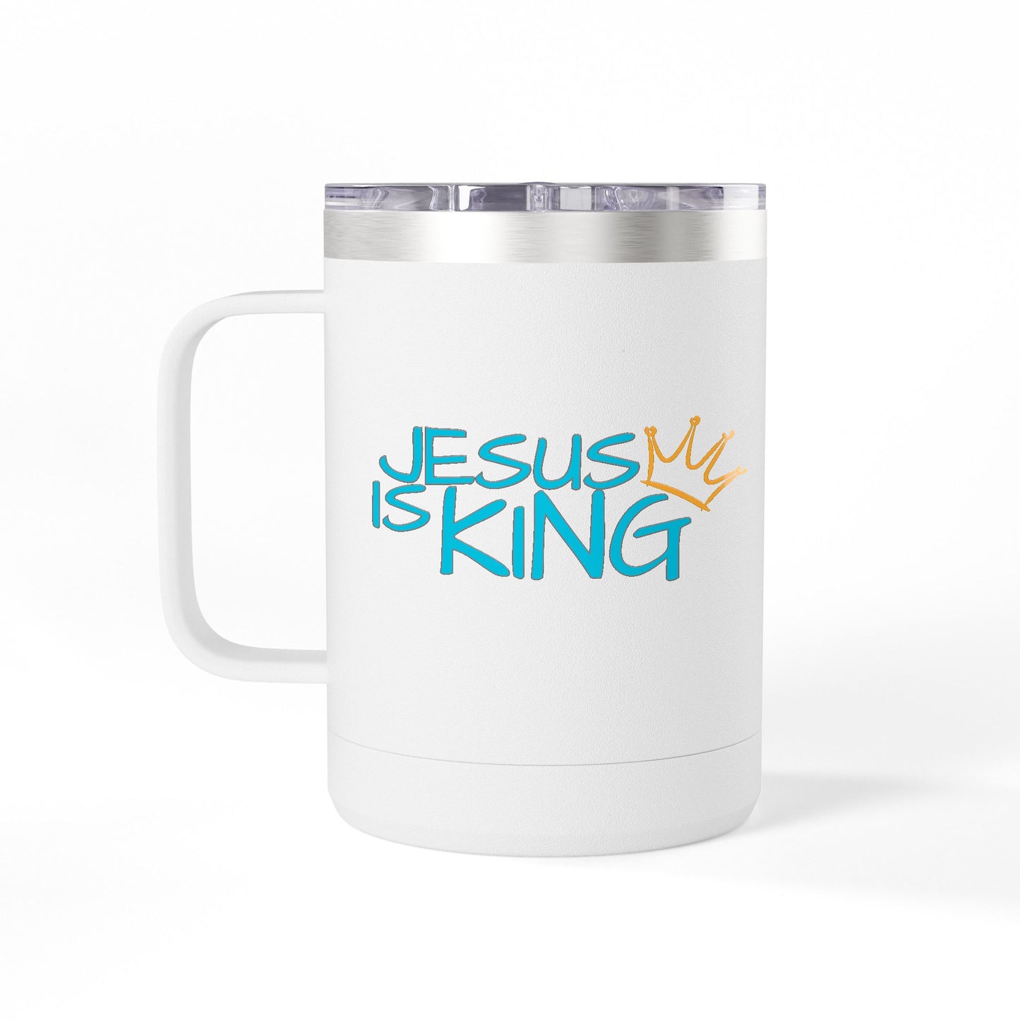 Inspirational Jesus Is King Coffee Mug Tumbler | 15oz, Faith Gift, Christian Cup, Religious Drinkware, Unique Keepsake