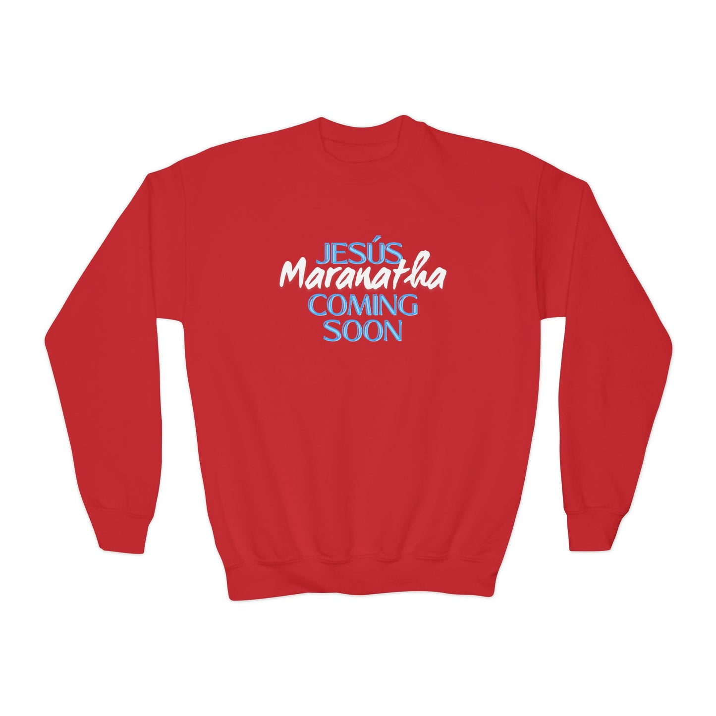Youth Crewneck Sweatshirt - JESÚS MARANATHA COMING SOON - Faith-Inspired Apparel for Teens
