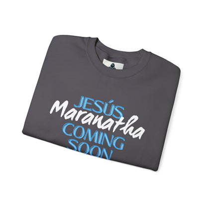 Unisex Heavy Blend™ Crewneck Sweatshirt - "JESÚS Maranatha COMING SOON" - Faith-Based Christian Apparel