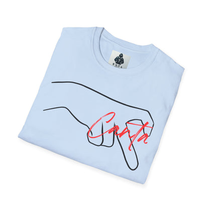 Minimalist Unisex Softstyle T-Shirt with Hand Design