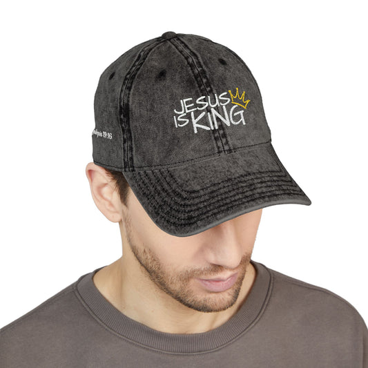 Vintage Embroidered Cap - Jesus is King, Christian Hat, Faith Merchandise, Religious Gift, Casual Wear, Inspirational Accessory
