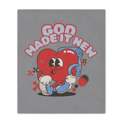 God Made It New Microfiber Blanket - Cozy Heart Design for Comfort and Inspiration
