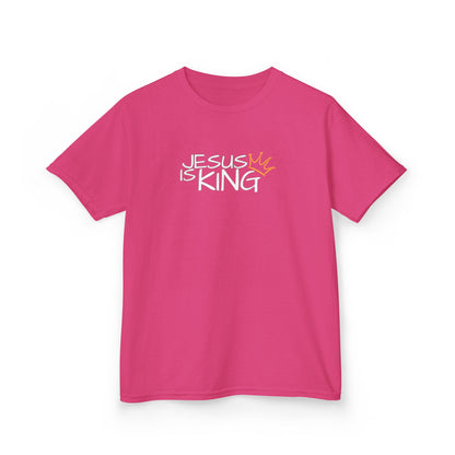 Jesus is King Kids Tee, Heavy Cotton T-Shirt, Christian Kids Apparel, Religious Gift for Children, Faith-Based Fashion