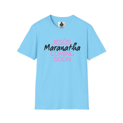 Pink lt of Unisex Softstyle T-Shirt - 'Jesús Maranatha Coming Soon' Spiritual Tee