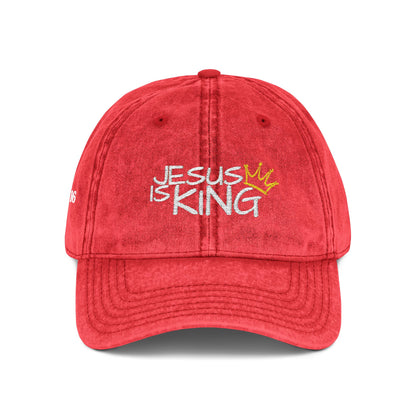 Vintage Embroidered Cap - Jesus is King, Christian Hat, Faith Merchandise, Religious Gift, Casual Wear, Inspirational Accessory
