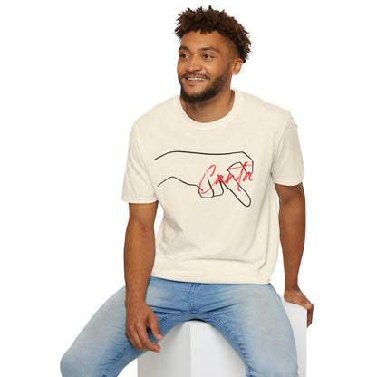 Minimalist Unisex Softstyle T-Shirt with Hand Design
