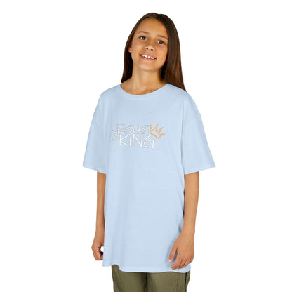 Jesus is King Kids Tee, Heavy Cotton T-Shirt, Christian Kids Apparel, Religious Gift for Children, Faith-Based Fashion