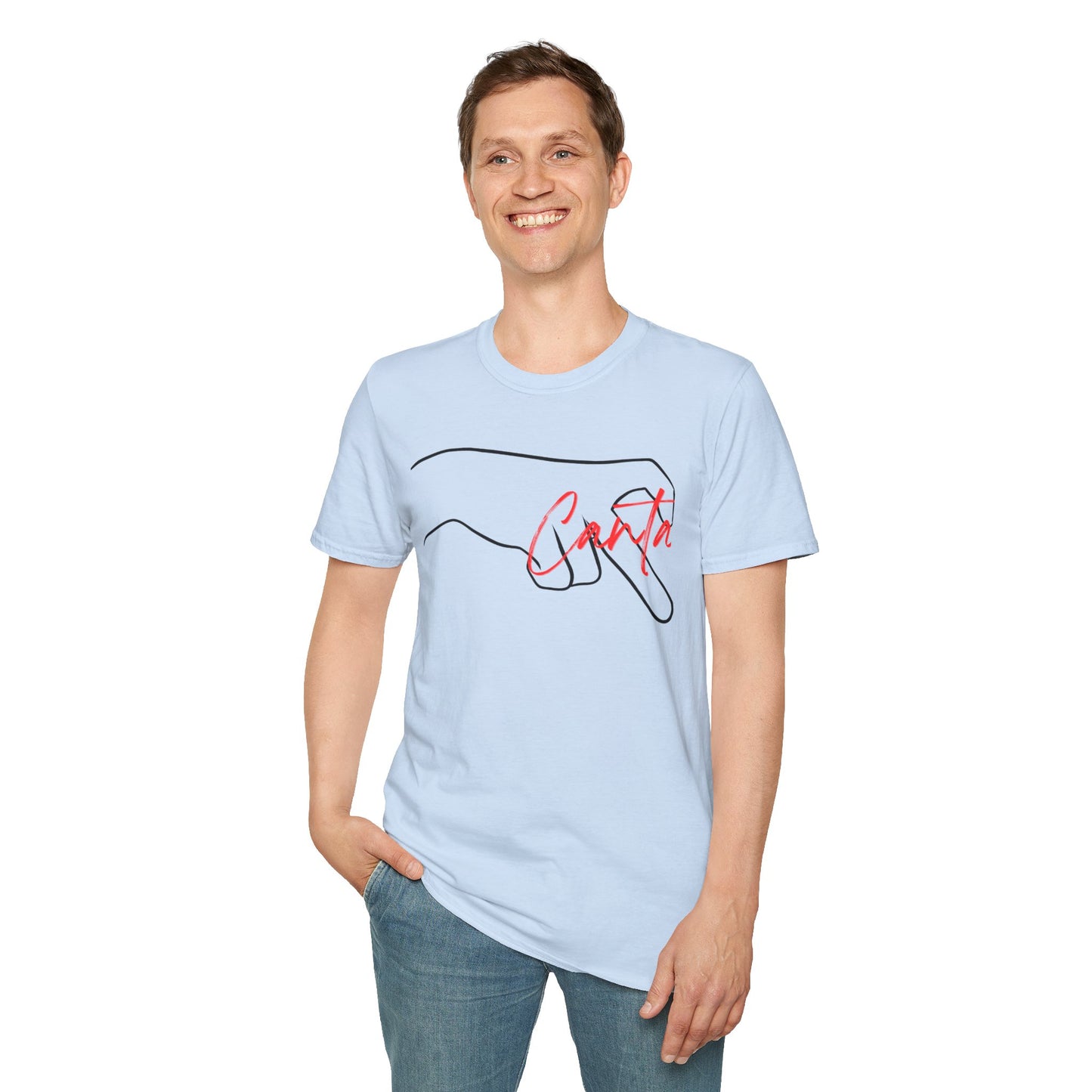 Minimalist Unisex Softstyle T-Shirt with Hand Design