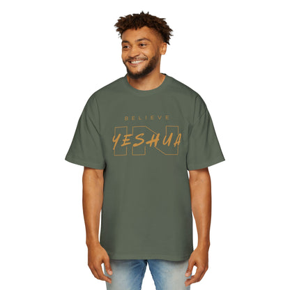 Men's Heavy Oversized Tee - Believe Yeshua Graphic Shirt