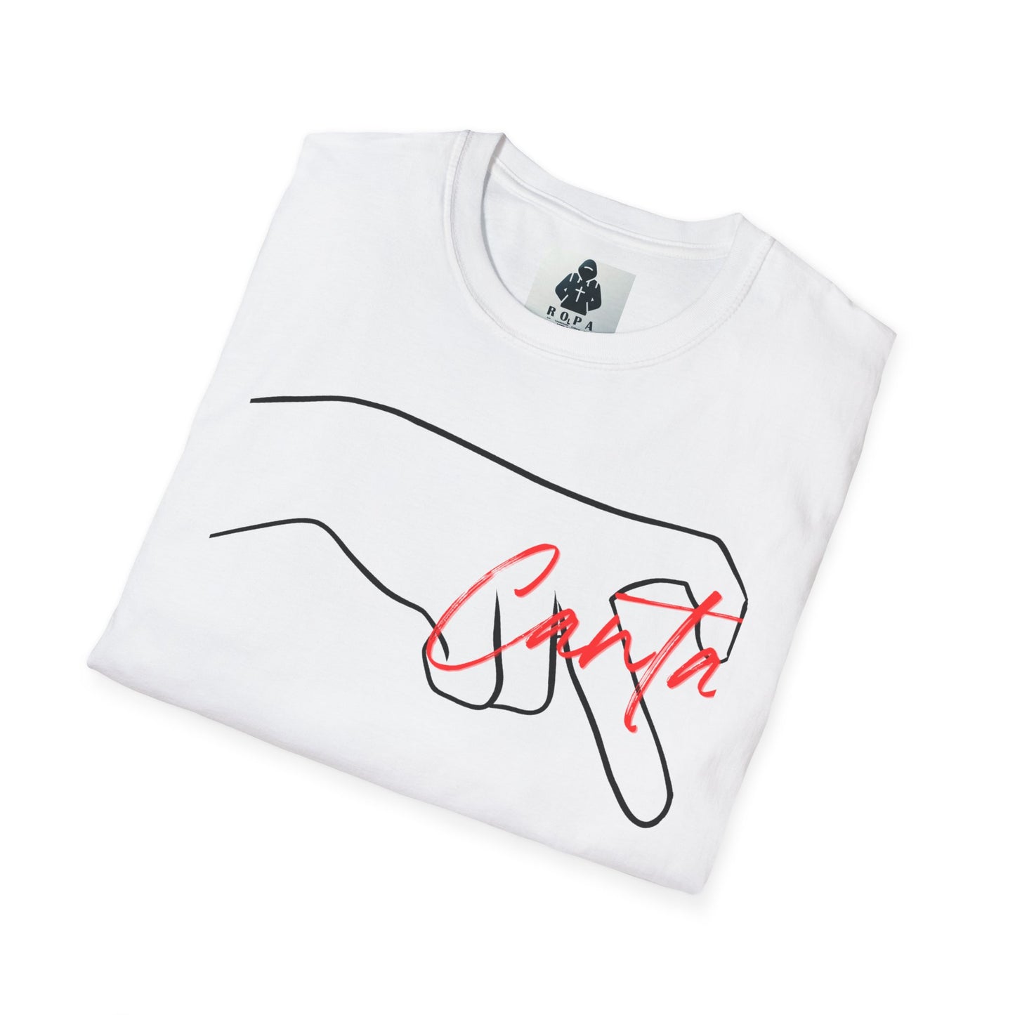 Minimalist Unisex Softstyle T-Shirt with Hand Design