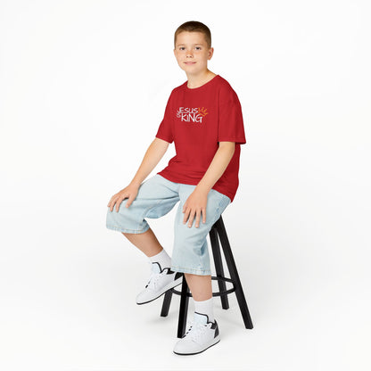 Jesus is King Kids Tee, Heavy Cotton T-Shirt, Christian Kids Apparel, Religious Gift for Children, Faith-Based Fashion