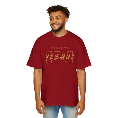 Men's Heavy Oversized Tee - Believe Yeshua Graphic Shirt