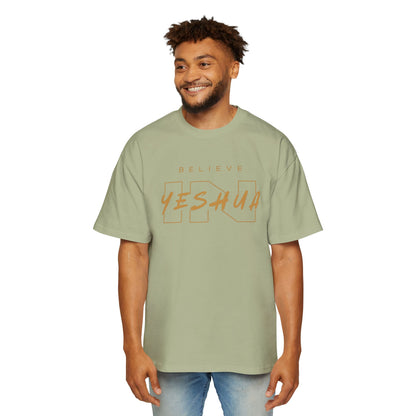Men's Heavy Oversized Tee - Believe Yeshua Graphic Shirt