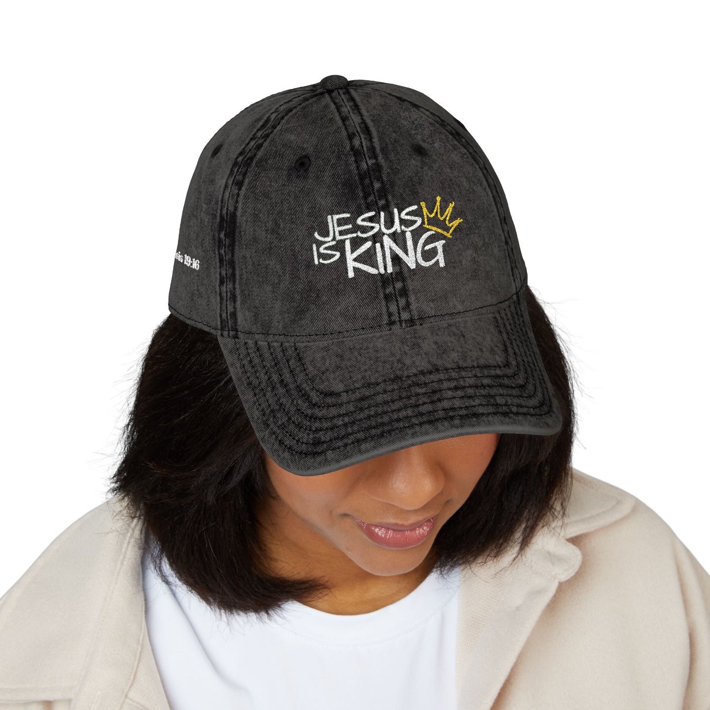 Vintage Embroidered Cap - Jesus is King, Christian Hat, Faith Merchandise, Religious Gift, Casual Wear, Inspirational Accessory