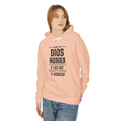 Unisex Lightweight Hooded Sweatshirt - Inspirational Bible Verse "Dios Honra a Los Que Le Honran"