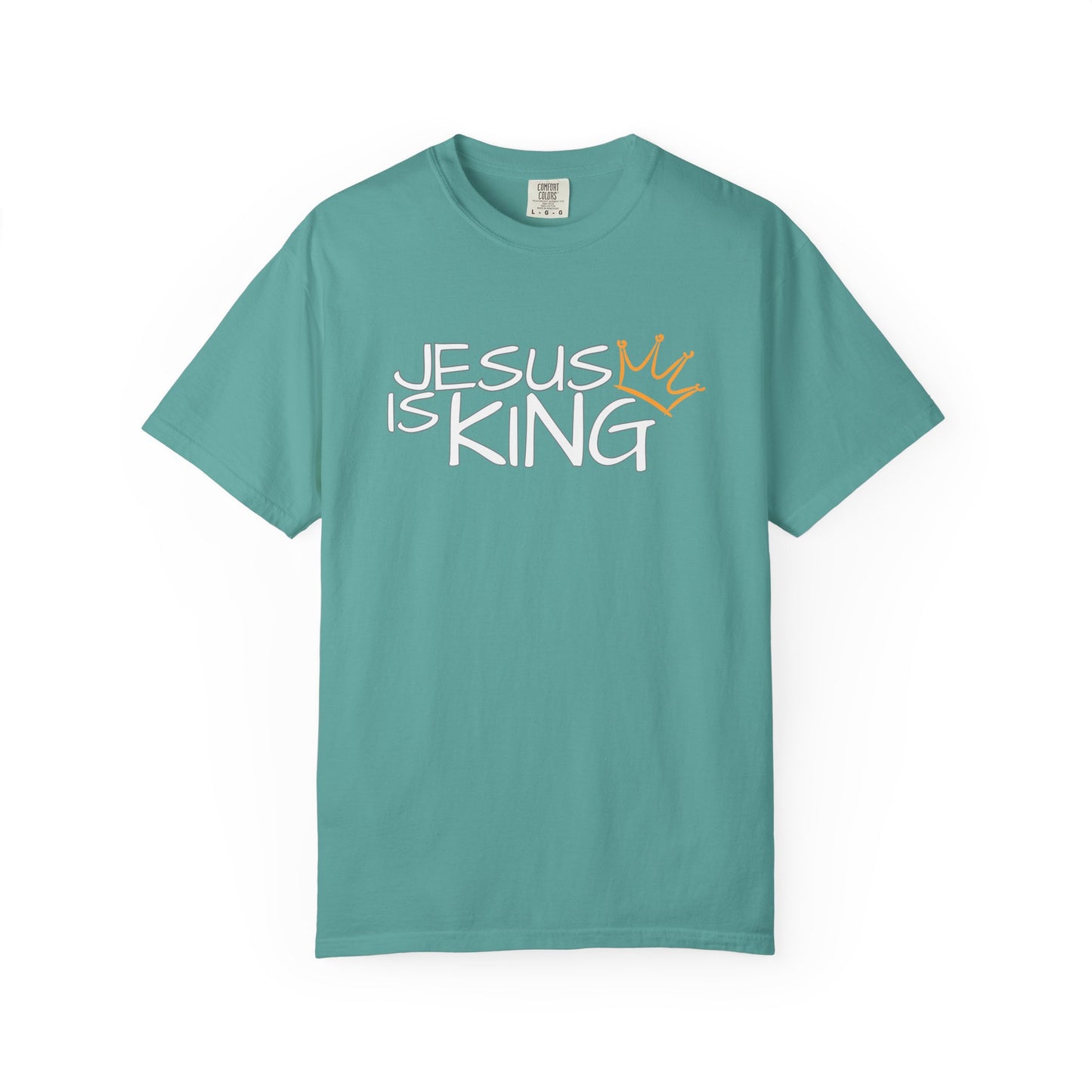 Unisex Garment-Dyed T-Shirt with 'Jesus is King' Print, Faith-Based Apparel, Christian Gift, Casual Wear, Church Event, Spiritual Expression