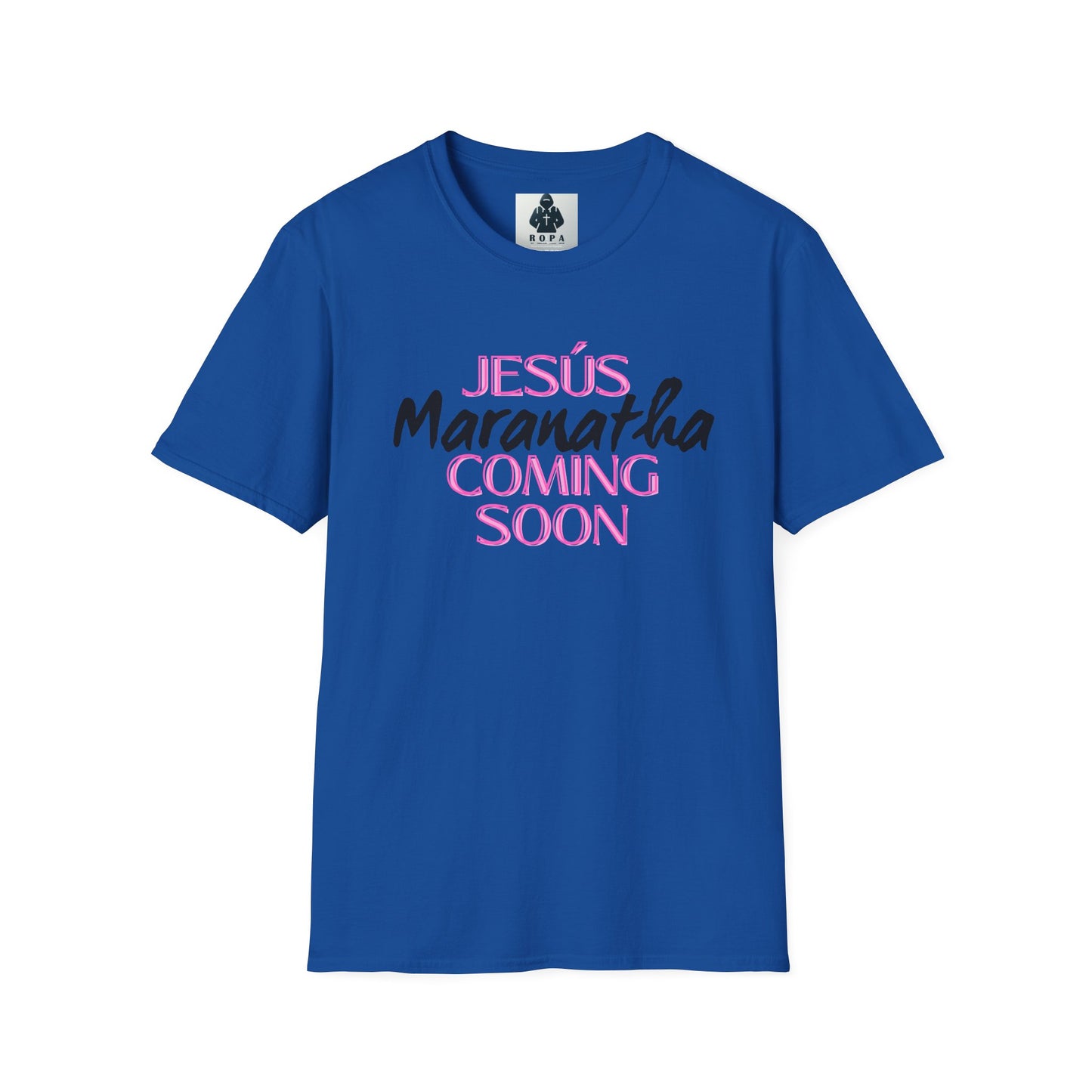 Pink lt of Unisex Softstyle T-Shirt - 'Jesús Maranatha Coming Soon' Spiritual Tee