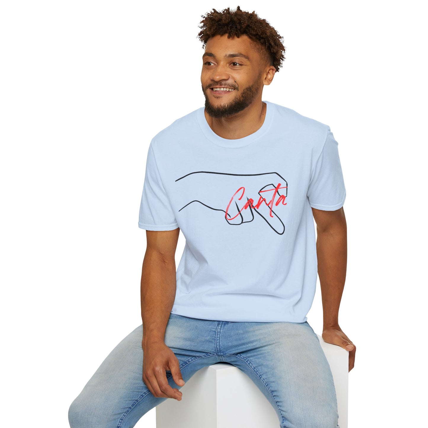 Minimalist Unisex Softstyle T-Shirt with Hand Design