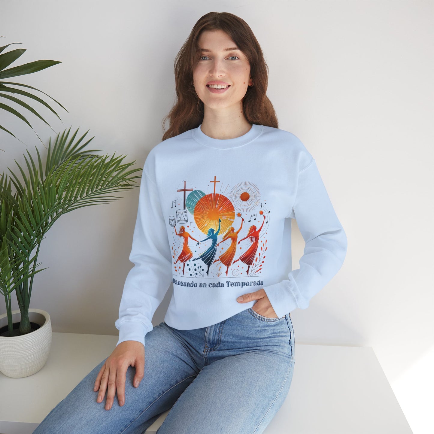 Danzando en cada Temporada Sweatshirt | Unisex Heavy Blend Crewneck with Colorful Dance Design
