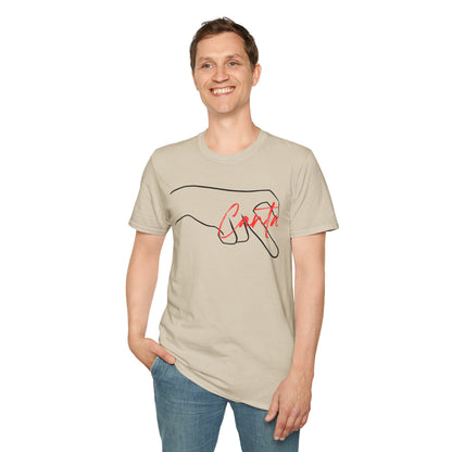 Minimalist Unisex Softstyle T-Shirt with Hand Design