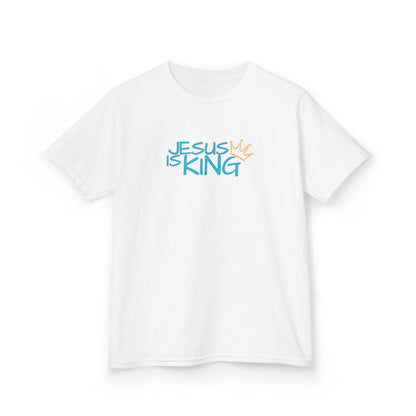 Jesus is King Kids Tee, Heavy Cotton T-Shirt, Christian Kids Apparel, Religious Gift for Children, Faith-Based Fashion