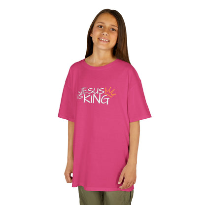 Jesus is King Kids Tee, Heavy Cotton T-Shirt, Christian Kids Apparel, Religious Gift for Children, Faith-Based Fashion