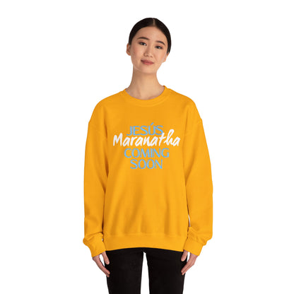 Unisex Heavy Blend™ Crewneck Sweatshirt - "JESÚS Maranatha COMING SOON" - Faith-Based Christian Apparel