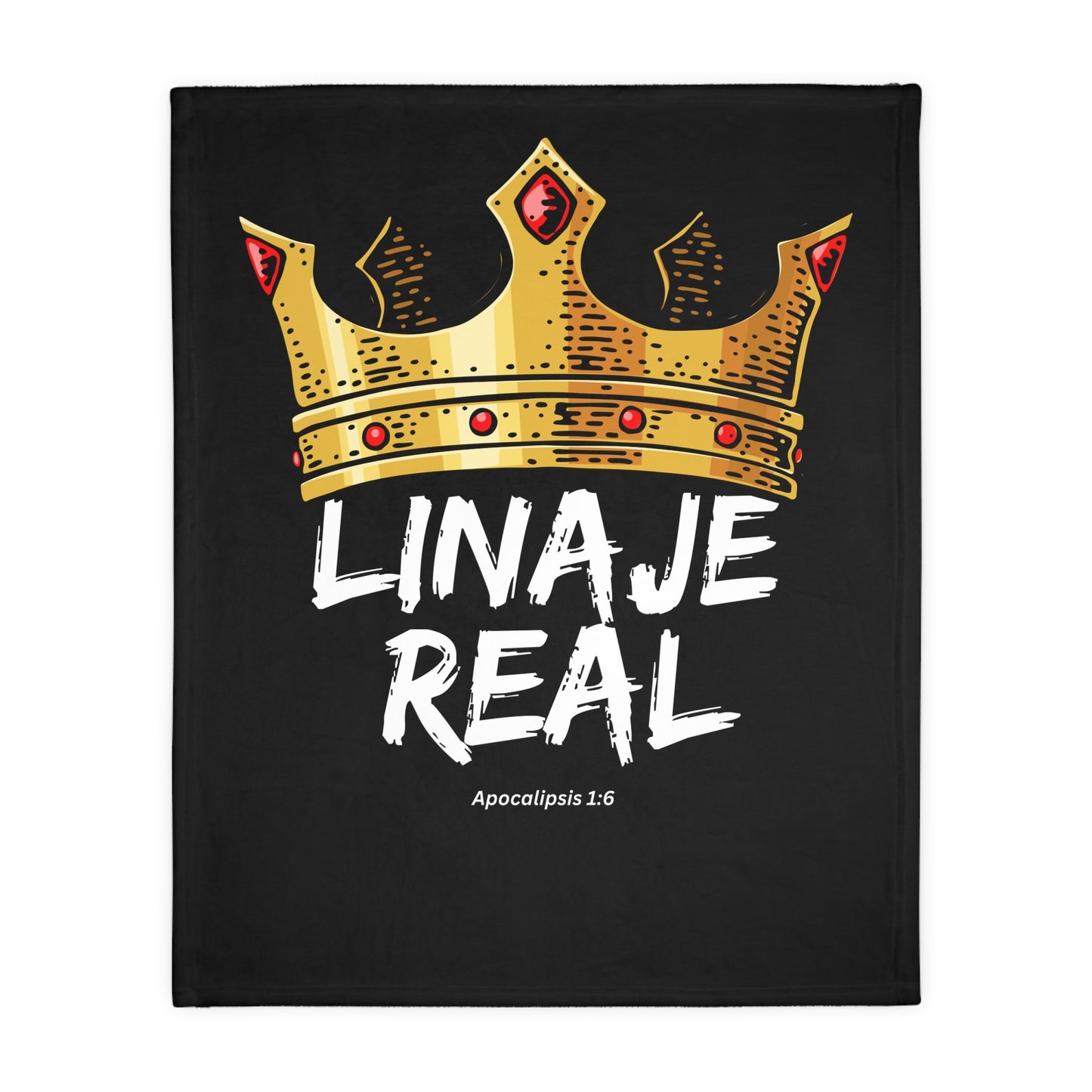 Black LINAJE REAL Crown Microfiber Blanket - Cozy Two-Sided Print for Comfort and Inspiration