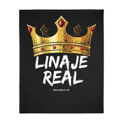Black LINAJE REAL Crown Microfiber Blanket - Cozy Two-Sided Print for Comfort and Inspiration