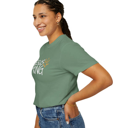 Unisex Garment-Dyed T-Shirt with 'Jesus is King' Print, Faith-Based Apparel, Christian Gift, Casual Wear, Church Event, Spiritual Expression