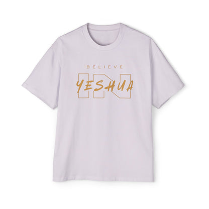 Men's Heavy Oversized Tee - Believe Yeshua Graphic Shirt