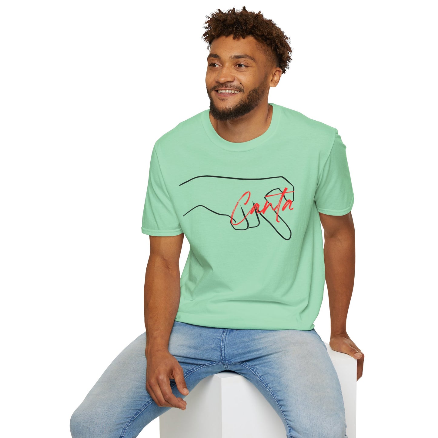 Minimalist Unisex Softstyle T-Shirt with Hand Design