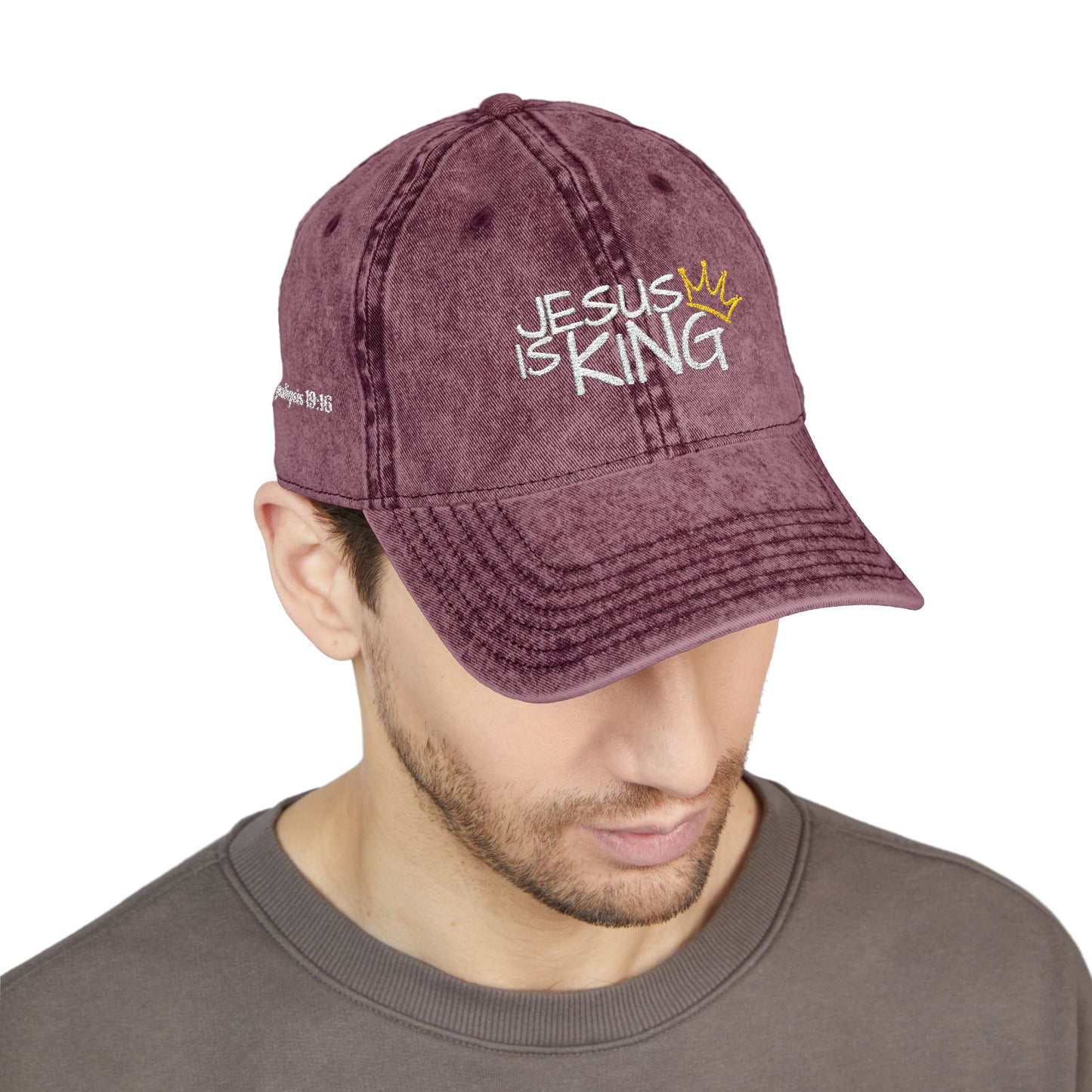 Vintage Embroidered Cap - Jesus is King, Christian Hat, Faith Merchandise, Religious Gift, Casual Wear, Inspirational Accessory