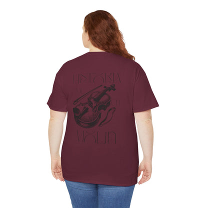 (Ropa Ft Hector David) Vintage Violin Graphic Tee, Unisex Cotton T-Shirt, Retro Violin Art, Perfect for Musicians, Music Lover Gift,