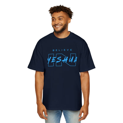 Men's Heavy Oversized Tee - Believe Yeshua Graphic Shirt